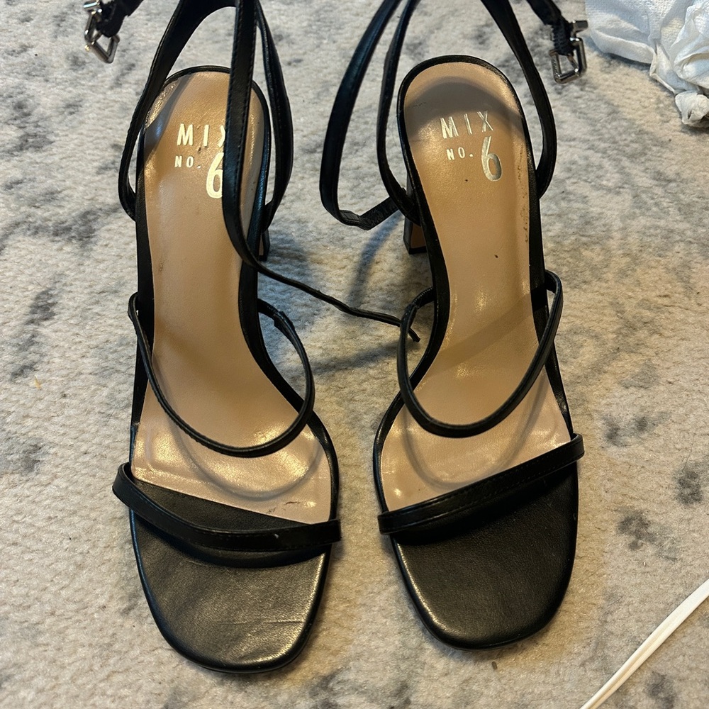 Mix No. 6 Sleek Black Strappy Heels